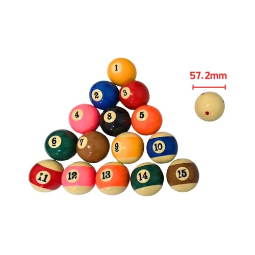 TriUnytion Billardkugeln Set, 16 Stück 57,2 mm Harz Billardkugel Kompletter Satz Billardtisch Zubehör für Wettkampf und Freizeit