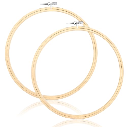 2PCS 8 Inch Embroidery Hoop Frame Set Wood Embroidery Hoops 8 Inch Round Circle Cross Stitch Hoop Ring for Embroideries Art Craft Sewing and Hanging Decoration