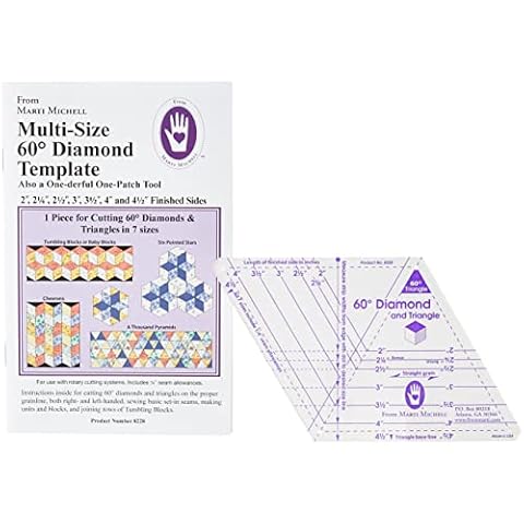 Marti Michell 60 Degree Diamond and Triangle 1-Derful 1-Patch Templates, Fabric, Black, 9.75 x 6 x 0.19 Cover