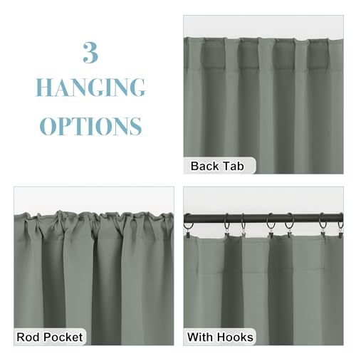 Image of RYB HOME Small Window Curtains, Blackout Privacy Thermal Insulating Drapes for Bedroom Bathroom Basement Cafe Classroom Short Window Decor, W34 x L45, Sage Green, 2 Panels