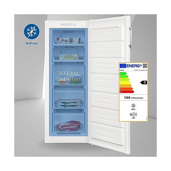 Exquisit Gefrierschrank GS5231-NF-H-040D weiss | Gefrierschrank NoFrost 161 L Volumen | Tiefkühlschrank 3 Schubladen | Gefrierschrank Gross Schnellgefrieren – Bild 3