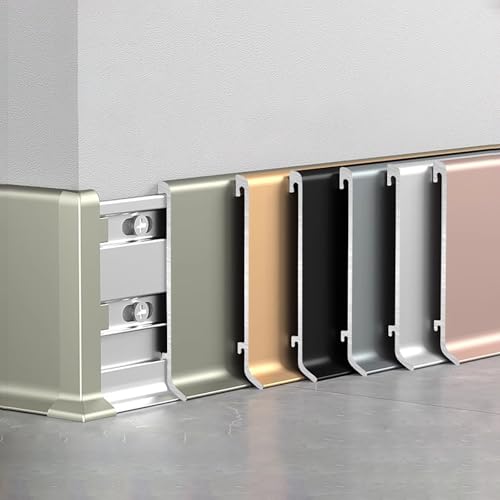 Raouoae Cubierta De Zócalo Laminado 125 Cm* 2 Piezas De Aluminio Decoración Moderna Y Renovación De Interiores(Champagne,Height: 8cm)