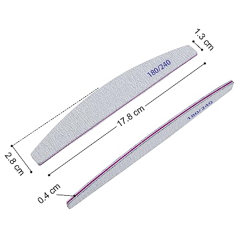 Foto von URAQT 16 Stück Nagelfeilen 180/240, Nagelfeilen Doppelseitige, Doppelseitige Einweg Nagelfeile, Nagelfeilen für Gelnägel, Nagelfeilen Einweg, Kern in Lila Gelnägel Werkzeuge & Zubehör(Weiß)
