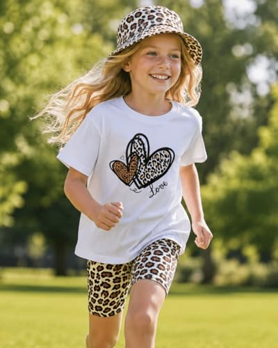 Image of 9-16Y Tween Girl Clothes 2 Piece Short Sleeve Heart Print Top and Shorts Teen Girl Summer Outfits Short Set