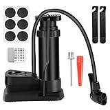 Fahrradpumpe Fahrrad Fußpumpe Mini Luftpumpe, ZITFRI Fahrrad Pumpe Fahrradluftpumpe mit Manometer 11bar/160PSI tragbar Standluftpumpe Ballpumpe für Alle Ventile Schrader Presta Dunlopventil