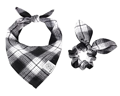 E-Clover Plaid Bandana and Scrunchie Set