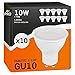 10x Lampadine LED GU10 10W Professionali Garanzia 5 anni Satinata Antiabbaglio (1000 lumen equivalenti a 70W) - Forma: Faretto - Luce Bianco Naturale 4000K - Fascio Luminoso 110°