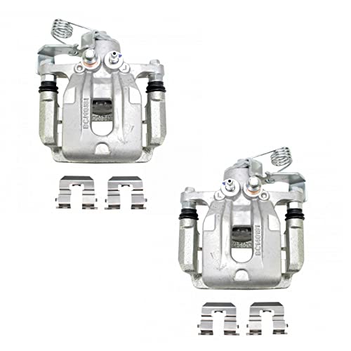 Image of TRQ Rear Driver and Passenger Side Brake Caliper Set Caliper Brackets Hardware Compatible with 13-16 Hyundai Elantra 11-12 Elantra GLS 11-12 Limited 13-14 Coupe