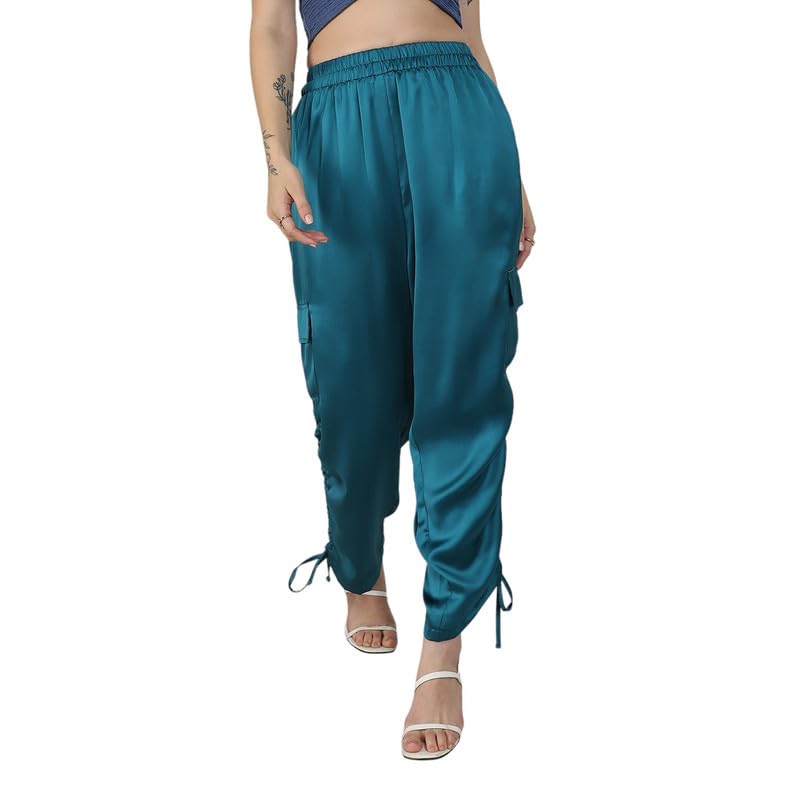 Image of PINACOLADA Women's High Rise Cargo Pants for Casual Wear | High-Rise | Cargo Pants Crafted with Comfort Fit for Everyday Wear
