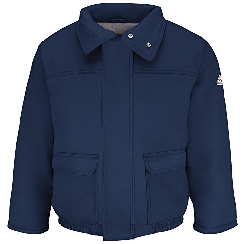 Flame Resistant 7 oz Twill Cotton/Nylon Excel FR ComforTouch Regular Insulated Bomber Jacket with Fully Insulated Stand-up Collar, Knit Storm Cuff, Navy, 3X-Large