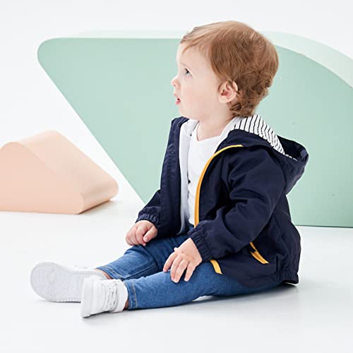 Famuka Toddlers Windbreaker Jacket Little Boy Hooded Coat Casual Outerwear (As1, Age, 24_Months, Navy, 24 Months) #TOP4