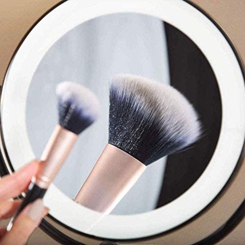 Espejo de tocador de maquillaje iluminado montado en la pared, espejo de maquillaje de baño con aumento 1X/10X de doble cara de 8 pulgadas, atenuación táctil de pantalla, espejo de afeitar cosmét