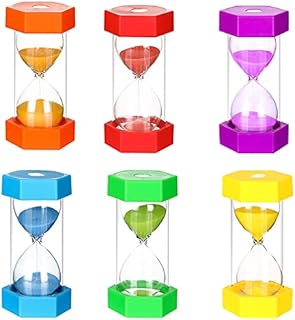 Aokyom 6 Stück Zeitmesser Sanduhren Anti Fall Buntes Sanduhren Set Sanduhren Eieruhren 1 3 5 10 15 30 Minuten Timer für Kinder Schule,Kinder zähneputzen,Kita,Büro,Spiel Requisiten…