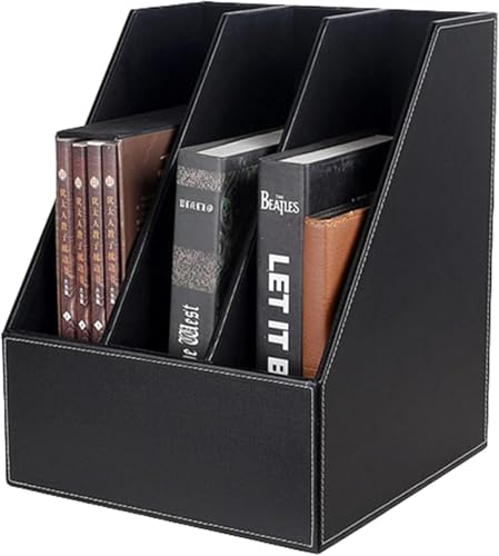 FUMAOYU レザー調 ファイルボックス A4対応 書類整理 デスク収納 オフィス 書類立て 本立て 机上整理 文具収納 業務用 (B)