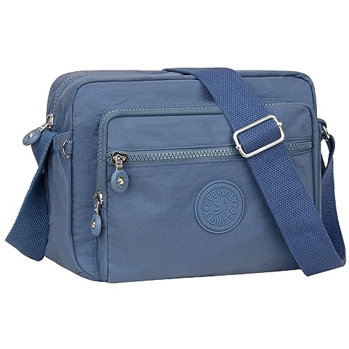 NEWIROVE Bolso Cruzado Casual Impermeable Bandolera Mediano Deportiva para Señora, Mujer, Viaje De Compras y Trabajo,Azul Grisáceo