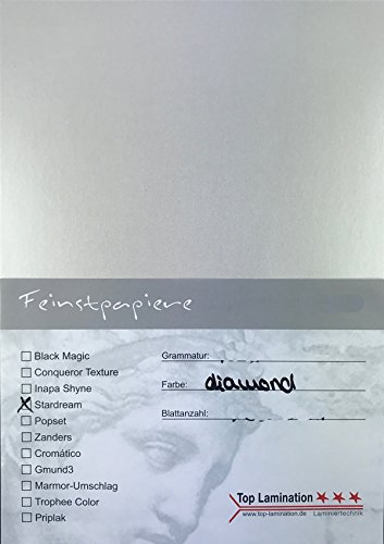 100 Blatt DIN A4 weiß irisierendes Papier diamant 120g/m² von Top Lamination Metall-Papier