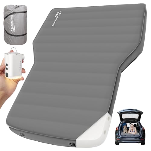 Tadpole Jump Air Mattress with Foam for Tesla Model Y, Self-Inflating Sleeping Pad for Camping SUV, Car Inflatable Bed with Rechargeable Pump (Gray)