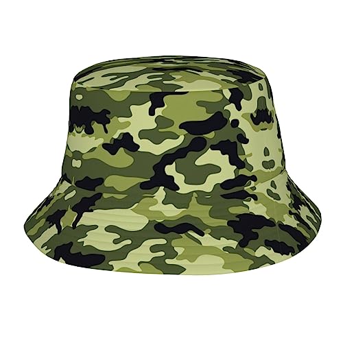 Gorras de sol de viaje plegables con estampado de conejo, unisex, para adolescentes, mujeres y hombres, pescadores al aire libre, playa, con estampado de conejo, unisex, verde (camo green), talla