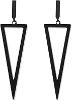 CLASSYZINT Black Geometric Triangle Rectangle Circle Waterdrop Dangle Earrings for Women - Hypoallergenic Stainless Steel Drops