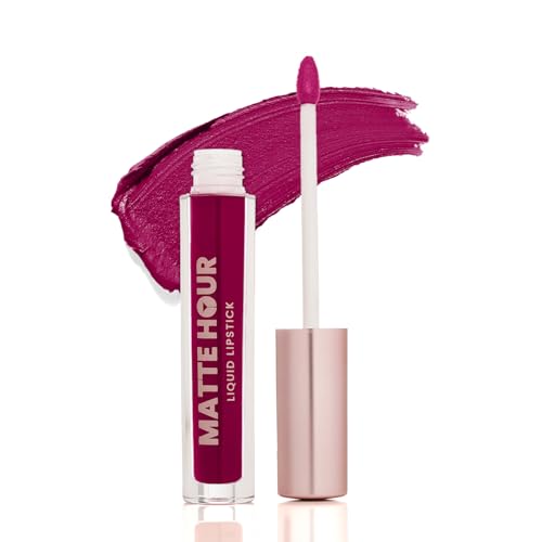 Image of Swiss Beauty Matte Hour Liquid Lipstick | Non-Transfer Formula | Highly Pigmented | Up To 10-Hour Wear | Waterproof & Smudge-Proof | Enriched with Vitamin | Shade-13. Sangria Splash, 4.2ml