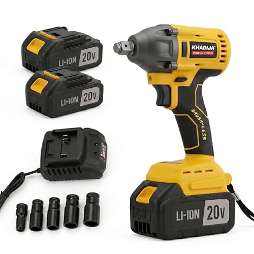 Image of KHADIJA IW20V-01 20V Cordless Impact Wrench | 430NM Torque | 3200RPM | 1 /2 inch Square Driver | 2x Batteries | Fast Charger | LED Light | Carrying Case | 5 Pcs Impact Sockets