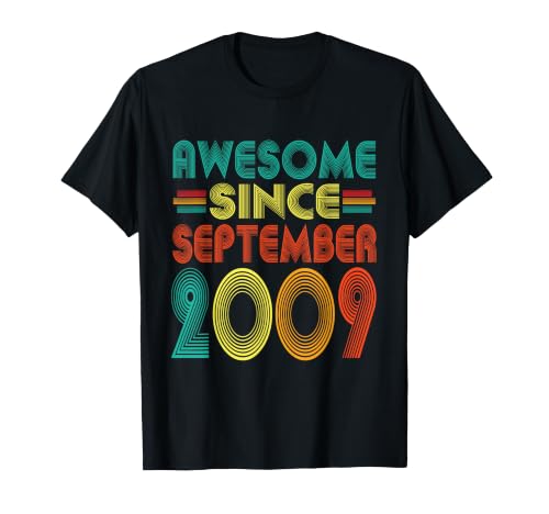 Awesome Since September 2009 Years 17th Bday Funny Vintage T-Shirt