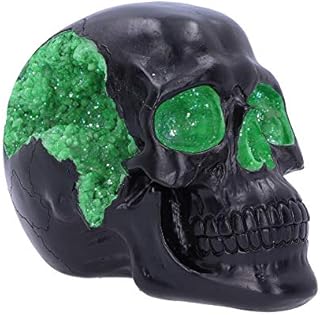 Nemesis Now Geode Black Green Gothic Glitter Skull Figurine, Polyresin