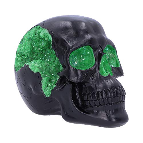 Nemesis Now Geode Black Green Gothic Glitter Skull Figurine, Polyresin