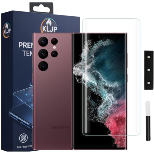 Image of Premium HD+ UV Tempered Glass Screen Protector For Samsung Galaxy S22 Ultra (Pack of 1) Full Adhesive UV Curved Screen Protector Case Friendly HD Clarity with installation kit