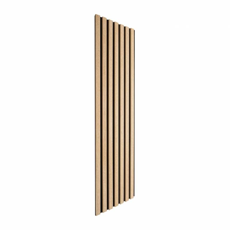 DECOON – Lote de 5 paneles de pared listones de madera, 120 x 30 cm, roble claro real sobre fieltro negro, revestimiento decorativo interior para cabecera, base o pared de diseño, 0,72 m²