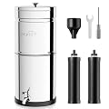 OEMIRY 2.25G Gravity-Fed Water Filter System, NSF/ANSI 42&372 Certified, 304 Stainless Steel Countertop System with 2 Carbon Filters for Home, Camping, RVing, Reduce 99% Chlorine, Lead