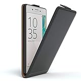EAZY CASE Hülle kompatibel mit Sony Xperia X Performance Hülle Flip Cover zum Aufklappen, Handyhülle aufklappbar, Schutzhülle, Flipcase, Flipstyle Hülle vertikal klappbar, Kunstleder, Schwarz