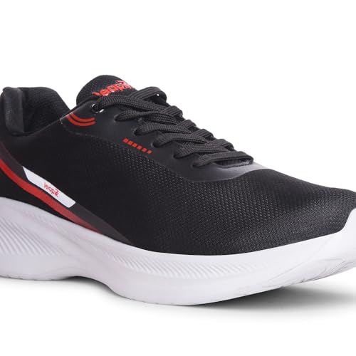 Image of Liberty Leap7x KOOPER-1E Men Sports Running Shoes - Black & Dark Grey | Comfortable and Durable Lace-Up Closure - Suitable for Lacing Walking, Gym, Jogging and Outdoor Shoes for Man