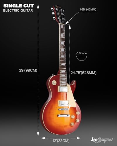 Image of Leo Jaymz SC Series Electric Guitar - Mahogany Body, Laurel Fingerboard, Dual Humbuckers, Tune-O-Matic Bridge, C Neck, 18:1 Tuners (Cherry Sunburst)