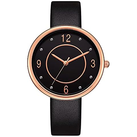 NUOVO Women's Watch Classy Slim Line Black Watch Round Watches Cover