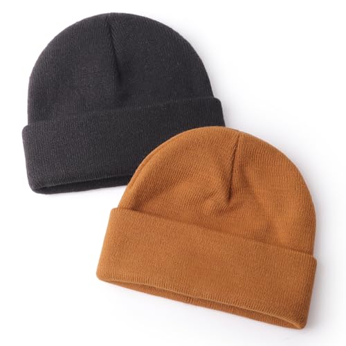 DRESHOW BQUBO 2 Pack Toddler Beanie Hats Baby Winter Hat Soft Baby Beanie Hat Children Knit Warm Cap Kids Hat for Boys Girls