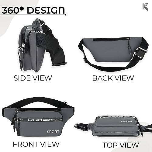 Image of Kraptick Cross-Body Waist Bag - Waterproof Waist Bag for Travel, Running & Hiking, Multi-Functional Waist Pouch for Men & Women, Lightweight Outdoor Waist Belt (Blue)