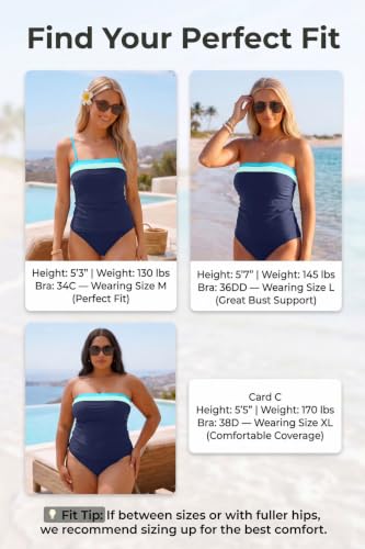Image of Daci Women Strapless Tankini Tummy Control 2 Piece Bandeau Swimsuit