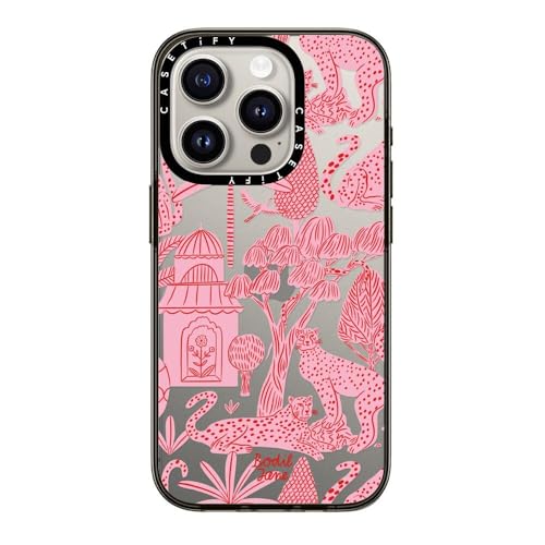 CASETiFY Compact Case for iPhone 15 Pro [2X Military Grade Drop Tested / 4ft Drop Protection] - Cheetah Paradise Pink - Clear Black