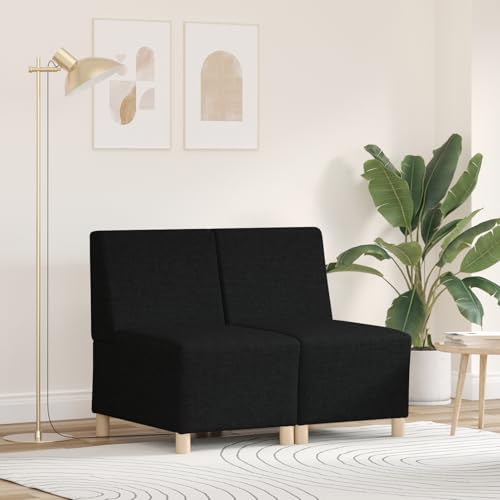 Tidyard Sillón Sofá Gris Claro 55 cm Tela 2 pcs Negro 55 x 74 x 82 cm