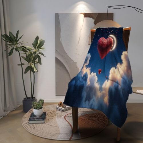 Koc flanelowy, rozmiar king size, 230 x 270 cm, Valentine's Day Love, narzuta na sofę z mikrofibry, na łóżko, krzesła, do biura, puszysta narzuta na łóżko, sofę, kanapę, 230 x 106 cali_B2544