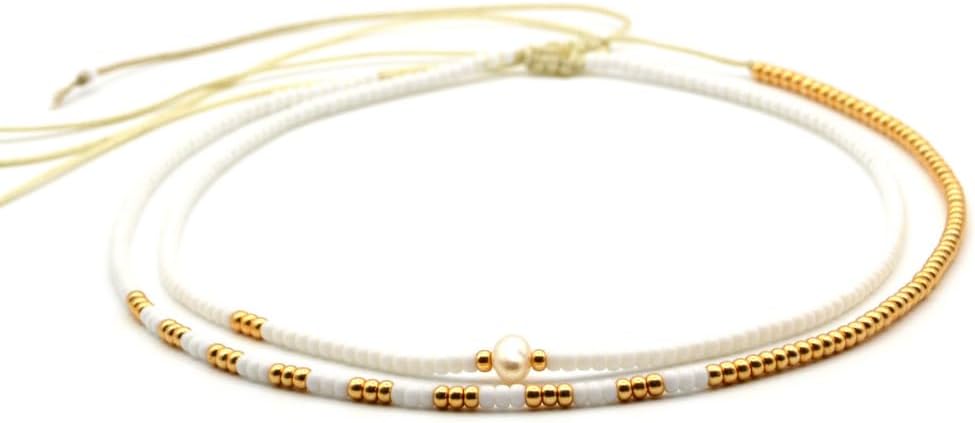 Beaded Choker Necklace for women and Teen Girls, Boho Bohemian Adjustable Colorful Seed Beads Necklace, Handmade Native American Style Jewelry by TRIBES