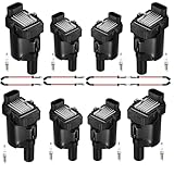 Round Ignition Coil Fit for V8 1999-2006 Chevy Silverado Suburban Tahoe GMC Sierra Savana Yukon XL Cadillac Escalade ESV EXT,Replacement UF262 D585 (Not Square),Pack of 8