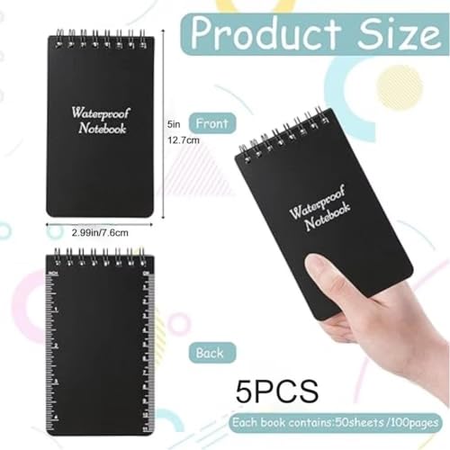 Cahier étanche A7 pour bloc-notes de poche mini carnet imperméable 5pcs - 8