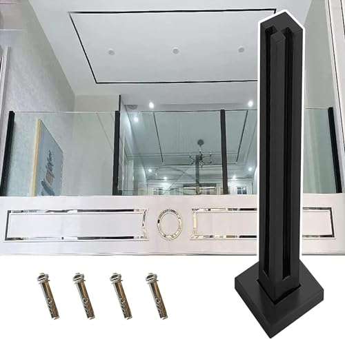 Poteaux de panneau de verre carrés noirs pour garde-corps de terrasse