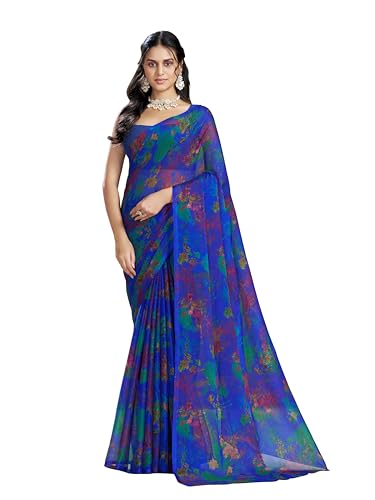 Image of Garden Vareli Nara Chiffon Abstract Floral Print Saree