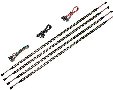 BTF-LIGHTING WS2812B IC PC Light Strip 4PCs 19in Individually Addressable for 5V 3Pin LED Headers for Asus Aura,Gigabyte RGB Fusion, MSI Mystic Light