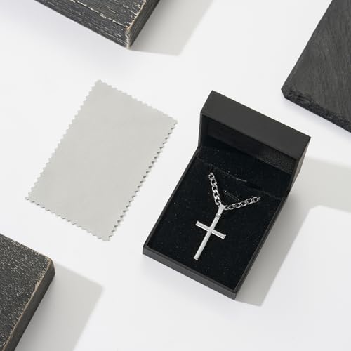 Image of SWEETV 18K Gold Cross Necklace for Men, 925 Sterling Silver Cross Pendant