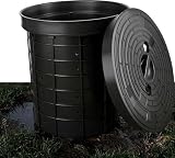 6.6 Gal 15' Sump Pump Basin with Lid, 25L Perforated Sump Pump Basin Bucket for Yard Drainage Systems, Basement & Crawl Space, Corrosion-Resistant, Impact-Resistant for Yards,Patios,Driveways