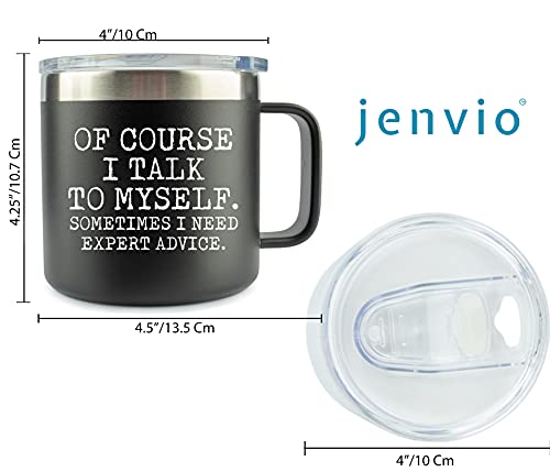 Jenvio Funny Travel Mugs Fathers Day | Of Course I Talk To Myself | Laser Etched Stainless Steel Coffee Mug Tumbler | Dad Old Boss Grumpy | Unique Cup #TOP4